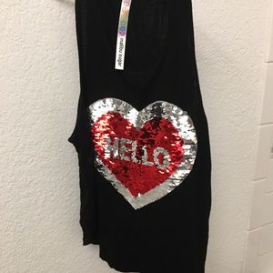 tank w cool sequin heart emblem